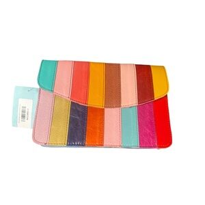 Flora Rainbow Leather Colorful Striped Crossbody/Clutch